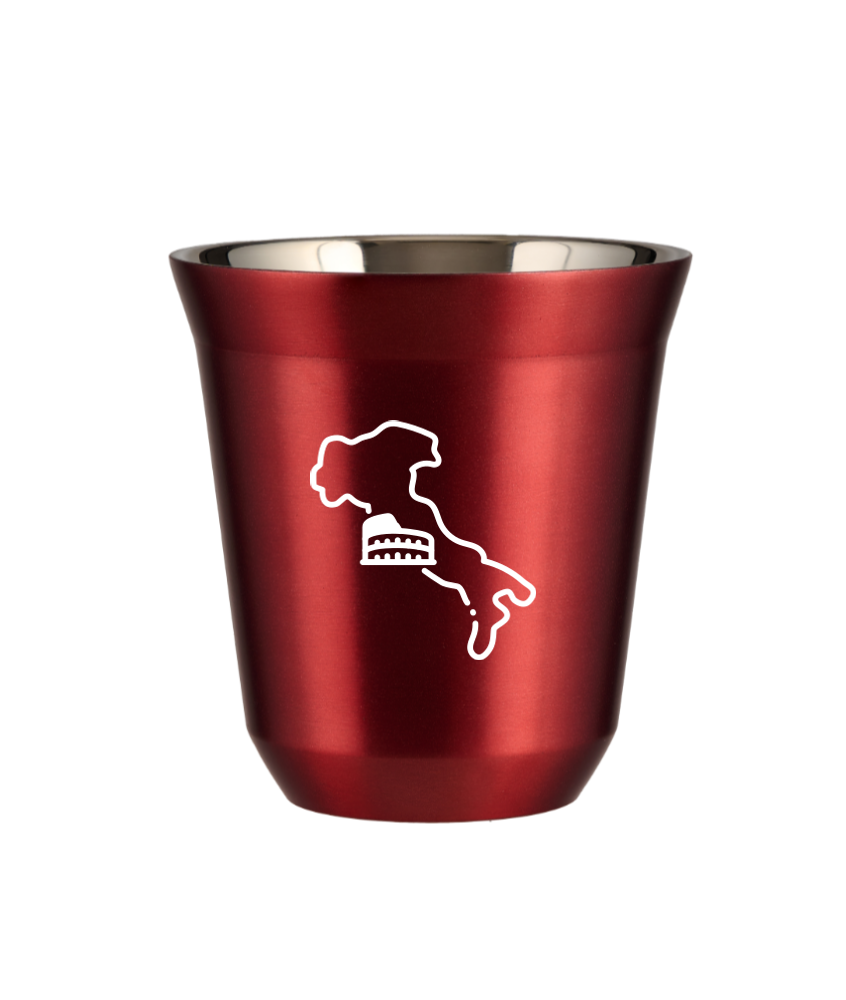 Tasse 80 ml ROUGE MÉTALLIQUE "Italie (blanc)"