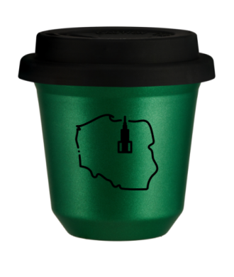 Tasse 80 ml VERT MÉTALLIQUE "Pologne", avec couvercle noir Tasse 80 ml VERT MÉTALLIQUE "Pologne", avec couvercle noir
