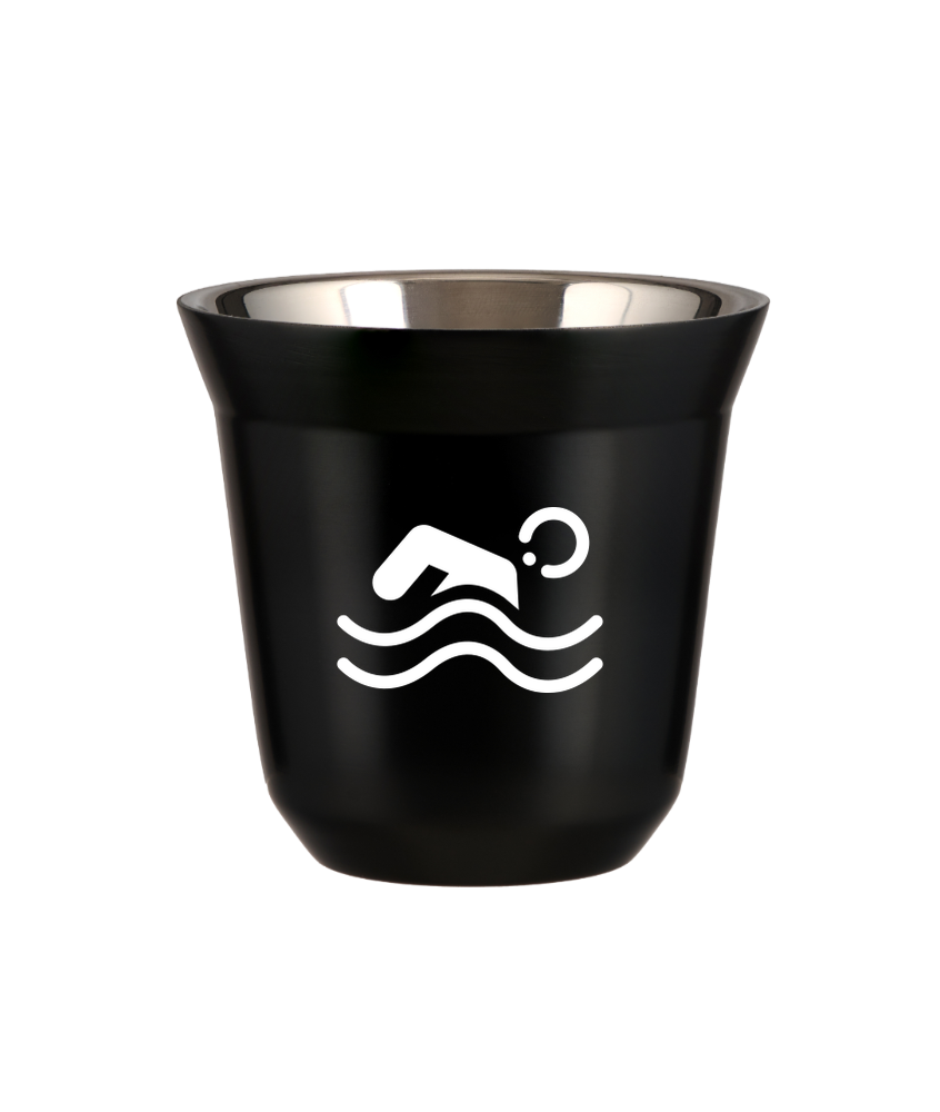 Tasse 80 ml NOIR "Natation (blanc)"