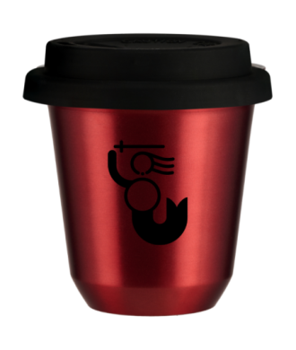 Tasse 80 ml ROUGE MÉTALLIQUE "WARSZAWSKA SYRENKA", avec couvercle noir Tasse 80 ml ROUGE MÉTALLIQUE "WARSZAWSKA SYRENKA", avec couvercle noir
