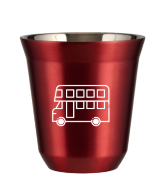 Tasse 80 ml ROUGE MÉTALLIQUE "Bus (blanc)" Tasse 80 ml ROUGE MÉTALLIQUE "Bus (blanc)"