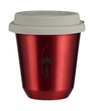 Tasse 80 ml ROUGE MÉTALLIQUE "Planche (noir)", avec couvercle blanc Tasse 80 ml ROUGE MÉTALLIQUE "Planche (noir)", avec couvercle blanc
