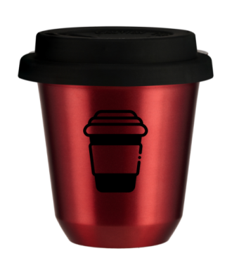 Tasse 80 ml ROUGE MÉTALLIQUE, avec couvercle noir Tasse 80 ml ROUGE MÉTALLIQUE, avec couvercle noir