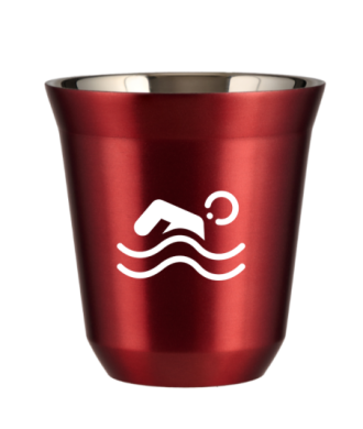 Tasse 80 ml ROUGE MÉTALLIQUE "Natation (blanc)" Tasse 80 ml ROUGE MÉTALLIQUE "Natation (blanc)"