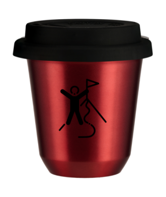 Tasse 80 ml ROUGE MÉTALLIQUE "Escalade 1 (noir)", avec couvercle noir Tasse 80 ml ROUGE MÉTALLIQUE "Escalade 1 (noir)", avec couvercle noir
