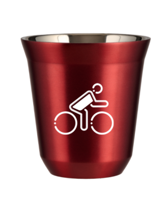 Tasse 80 ml ROUGE MÉTALLIQUE "Cycliste aux couleurs polonaises (blanc)" Tasse 80 ml ROUGE MÉTALLIQUE "Cycliste aux couleurs polonaises (blanc)"