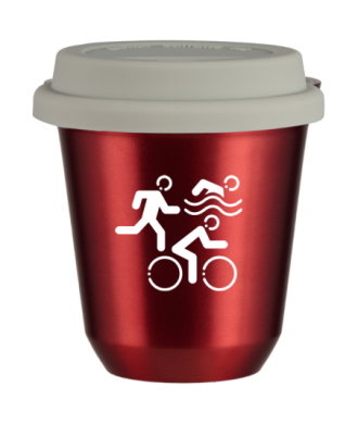 Tasse 80 ml ROUGE MÉTALLIQUE "Sports (blanc)", avec couvercle blanc Tasse 80 ml ROUGE MÉTALLIQUE "Sports (blanc)", avec couvercle blanc