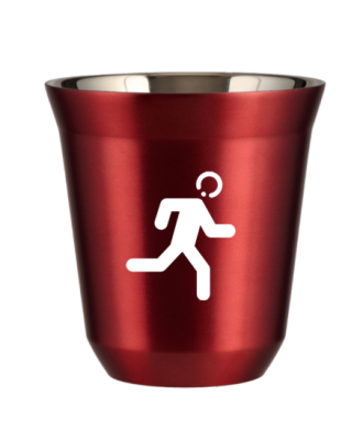 Tasse 80 ml ROUGE MÉTALLIQUE "Coureur (blanc)" Tasse 80 ml ROUGE MÉTALLIQUE "Coureur (blanc)"