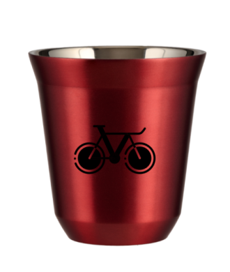 Tasse 80 ml ROUGE MÉTALLIQUE "Vélo 1 (noir)" Tasse 80 ml ROUGE MÉTALLIQUE "Vélo 1 (noir)"
