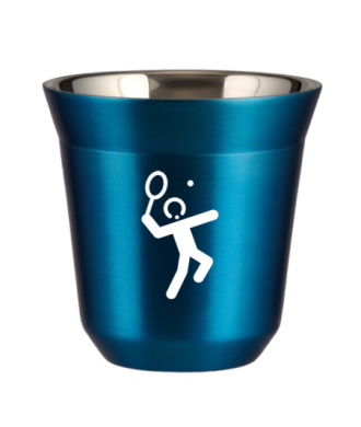 Tasse 80 ml BLEU MÉTALLIQUE "Tennis 2 (blanc)" Tasse 80 ml BLEU MÉTALLIQUE "Tennis 2 (blanc)"