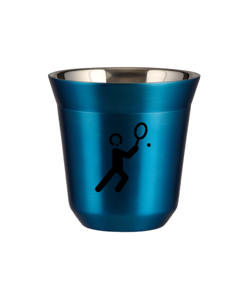 Tasse 80 ml BLEU MÉTALLIQUE "Tennis 1"