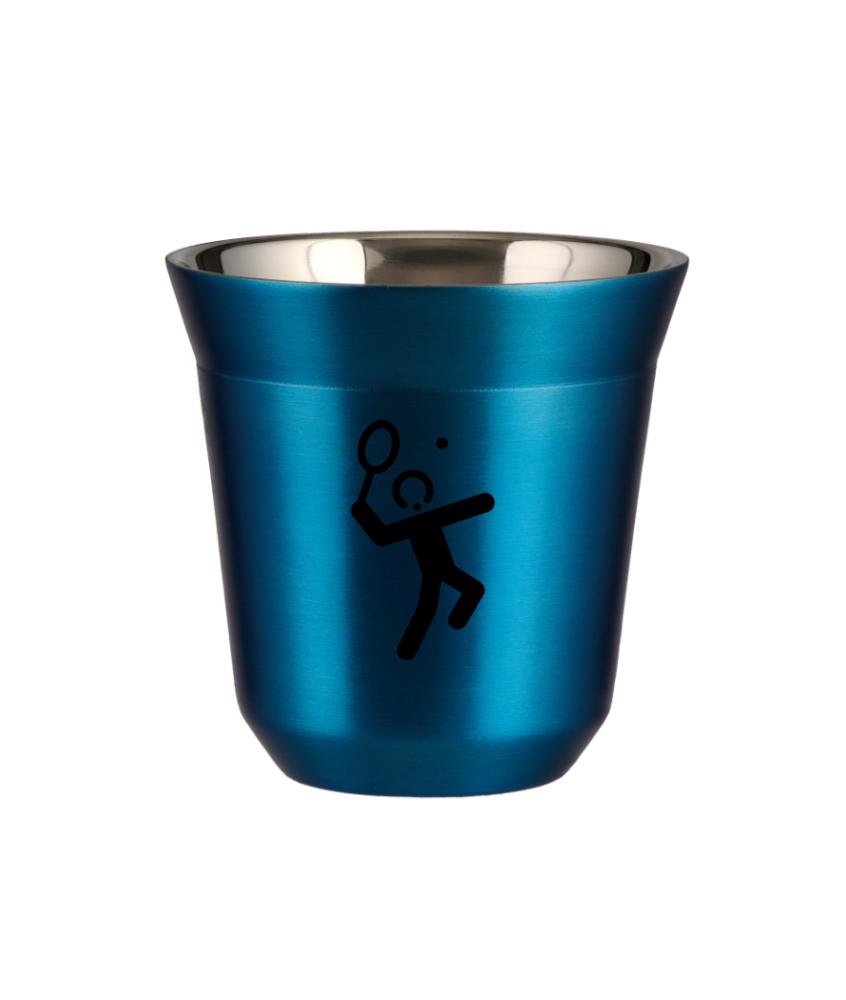 Tasse 80 ml BLEU MÉTALLIQUE "Tennis 2"