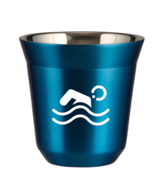 Tasse 80 ml BLEU MÉTALLIQUE "Natation (blanc)" Tasse 80 ml BLEU MÉTALLIQUE "Natation (blanc)"
