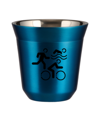 Tasse 80 ml BLEU MÉTALLIQUE "Sports (noir)" Tasse 80 ml BLEU MÉTALLIQUE "Sports (noir)"
