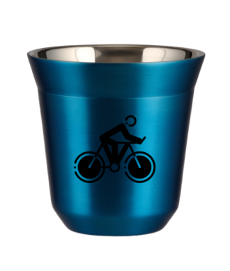 Tasse 80 ml BLEU MÉTALLIQUE "Cyclisme 2" Tasse 80 ml BLEU MÉTALLIQUE "Cyclisme 2"