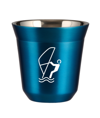 Tasse 80 ml BLEU MÉTALLIQUE "Sports nautiques (blanc)" Tasse 80 ml BLEU MÉTALLIQUE "Sports nautiques (blanc)"