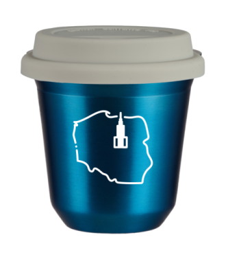 Tasse 80 ml BLEU MÉTALLIQUE "Pologne (blanc)", avec couvercle blanc Tasse 80 ml BLEU MÉTALLIQUE "Pologne (blanc)", avec couvercle blanc