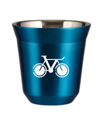 Tasse 80 ml BLEU MÉTALLIQUE "Vélo 1 (blanc)" Tasse 80 ml BLEU MÉTALLIQUE "Vélo 1 (blanc)"