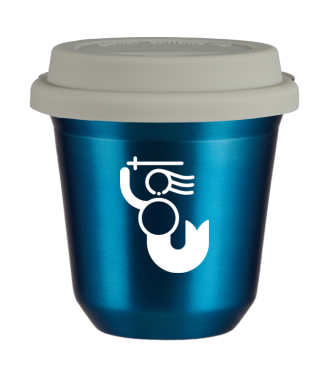 Tasse 80 ml BLEU MÉTALLIQUE "WARSZAWSKA SYRENKA (blanc)", avec couvercle blanc Tasse 80 ml BLEU MÉTALLIQUE "WARSZAWSKA SYRENKA (blanc)", avec couvercle blanc