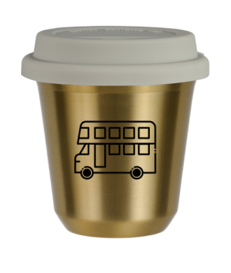 Tasse 80 ml OR "Bus (noir)", avec couvercle blanc Tasse 80 ml OR "Bus (noir)", avec couvercle blanc