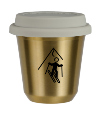 Tasse 80 ml OR "Ski", avec couvercle blanc Tasse 80 ml OR "Ski", avec couvercle blanc