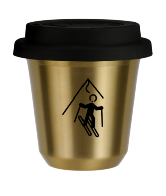 Tasse 80 ml OR "Ski (noir)", avec couvercle noir Tasse 80 ml OR "Ski (noir)", avec couvercle noir
