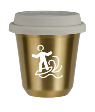 Tasse 80 ml OR "Planche à voile (blanc)", avec couvercle blanc Tasse 80 ml OR "Planche à voile (blanc)", avec couvercle blanc