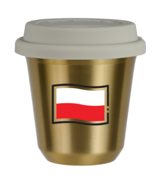 Tasse 80 ml OR "Drapeau polonais", avec couvercle blanc Tasse 80 ml OR "Drapeau polonais", avec couvercle blanc