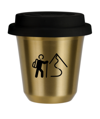Tasse 80 ml OR "Escalade 2 (noir)", avec couvercle noir Tasse 80 ml OR "Escalade 2 (noir)", avec couvercle noir