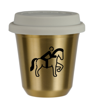 Tasse 80 ml OR "Équitation 2", avec couvercle blanc Tasse 80 ml OR "Équitation 2", avec couvercle blanc