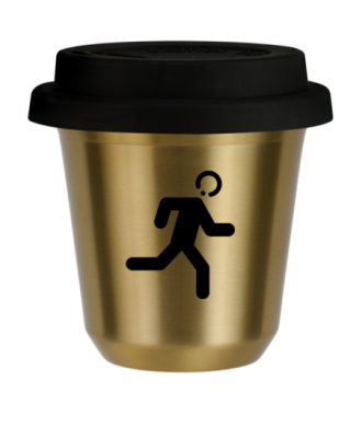 Tasse 80 ml OR "Coureur (noir)", avec couvercle noir Tasse 80 ml OR "Coureur (noir)", avec couvercle noir