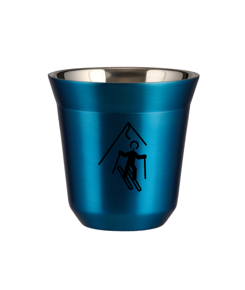 Tasse 80 ml BLEU MÉTALLIQUE "Ski (noir)"