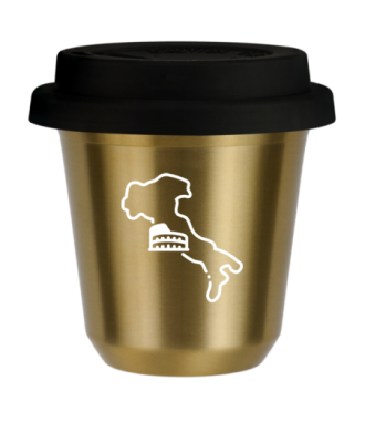 Tasse 80 ml OR "Italie (blanc)", avec couvercle noir Tasse 80 ml OR "Italie (blanc)", avec couvercle noir