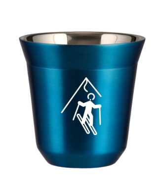 Tasse 80 ml BLEU MÉTALLIQUE "Ski (blanc)" Tasse 80 ml BLEU MÉTALLIQUE "Ski (blanc)"
