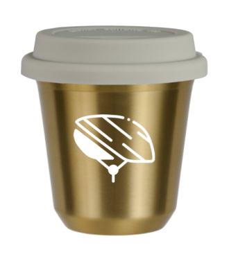 Tasse 80 ml OR "Casque (blanc)", avec couvercle blanc Tasse 80 ml OR "Casque (blanc)", avec couvercle blanc