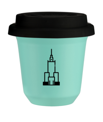 Tasse 80 ml TURQUOISE "Pałac kultury i nauki", avec couvercle noir Tasse 80 ml TURQUOISE "Pałac kultury i nauki", avec couvercle noir