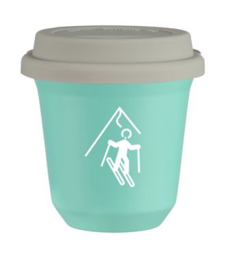 Tasse 80 ml TURQUOISE "Ski (blanc)", avec couvercle blanc Tasse 80 ml TURQUOISE "Ski (blanc)", avec couvercle blanc