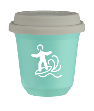 Tasse 80 ml TURQUOISE "Planche à voile (blanc)", avec couvercle blanc Tasse 80 ml TURQUOISE "Planche à voile (blanc)", avec couvercle blanc