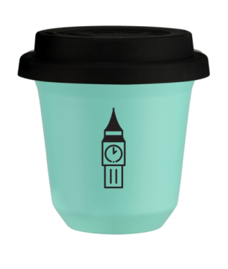 Tasse 80 ml TURQUOISE "BIG BEN (noir)", avec couvercle noir Tasse 80 ml TURQUOISE "BIG BEN (noir)", avec couvercle noir