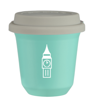 Tasse 80 ml TURQUOISE "BIG BEN (blanc)", avec couvercle blanc Tasse 80 ml TURQUOISE "BIG BEN (blanc)", avec couvercle blanc
