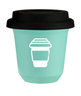 Tasse 80 ml TURQUOISE, avec couvercle noir Tasse 80 ml TURQUOISE, avec couvercle noir