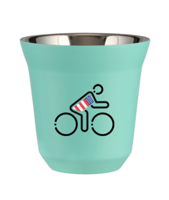 Tasse 80 ml TURQUOISE "Cycliste aux couleurs britanniques (noir)" Tasse 80 ml TURQUOISE "Cycliste aux couleurs britanniques (noir)"