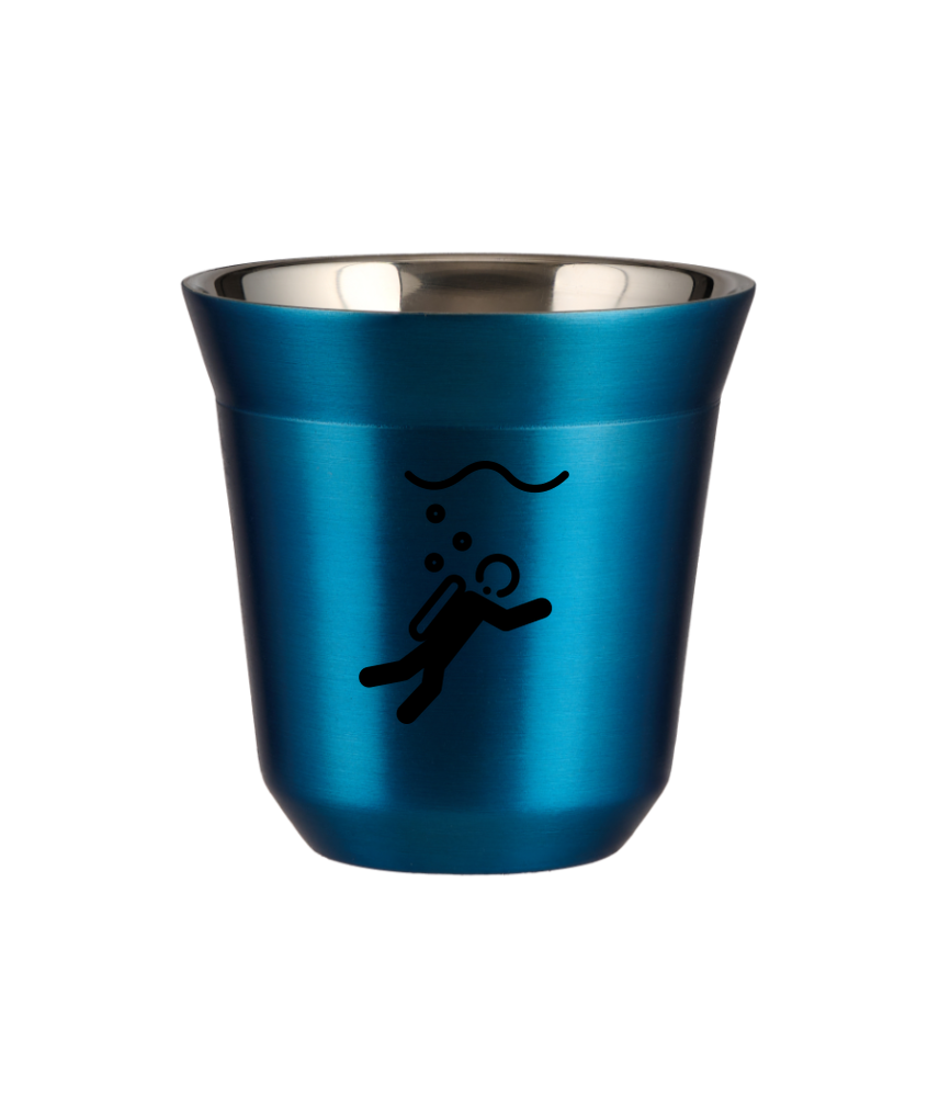 Tasse 80 ml BLEU MÉTALLIQUE "Plongée (noir)"