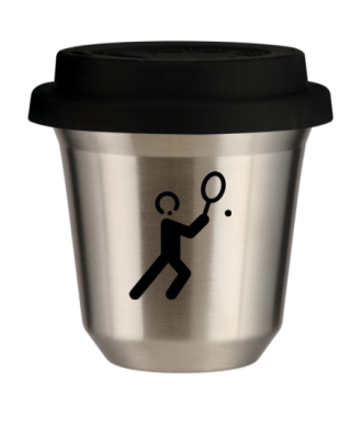 Tasse 80 ml ARGENT "Tennis 1 (noir)", avec couvercle noir Tasse 80 ml ARGENT "Tennis 1 (noir)", avec couvercle noir