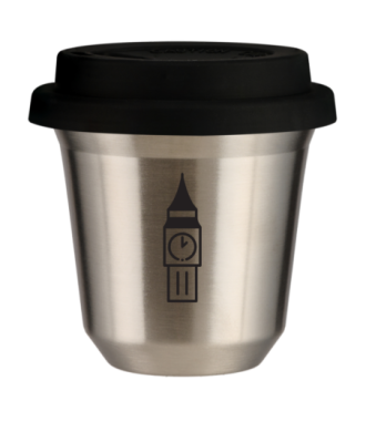 Tasse 80 ml ARGENT "BIG BEN", avec couvercle noir Tasse 80 ml ARGENT "BIG BEN", avec couvercle noir