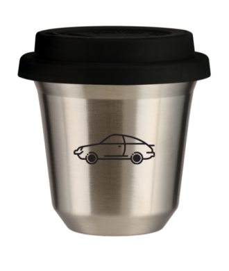 Tasse 80 ml ARGENT "Voiture (noir)", avec couvercle noir Tasse 80 ml ARGENT "Voiture (noir)", avec couvercle noir