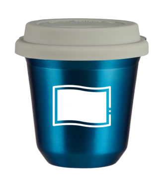 Tasse 80 ml BLEU MÉTALLIQUE "Drapeau polonais (blanc)", avec couvercle blanc Tasse 80 ml BLEU MÉTALLIQUE "Drapeau polonais (blanc)", avec couvercle blanc