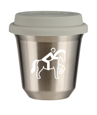 Tasse 80 ml ARGENT "Équitation 2 (blanc)", avec couvercle blanc Tasse 80 ml ARGENT "Équitation 2 (blanc)", avec couvercle blanc