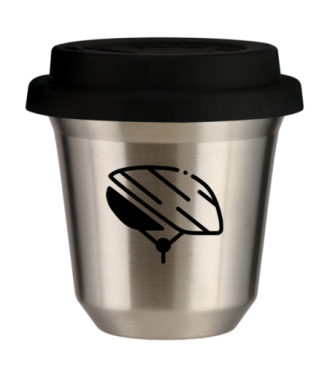 Tasse 80 ml ARGENT "Casque", avec couvercle noir Tasse 80 ml ARGENT "Casque", avec couvercle noir