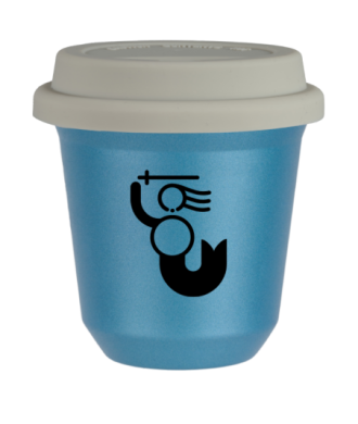 Tasse 80 ml BLEU CLAIR MÉTALLIQUE "WARSZAWSKA SYRENKA", avec couvercle blanc Tasse 80 ml BLEU CLAIR MÉTALLIQUE "WARSZAWSKA SYRENKA", avec couvercle blanc